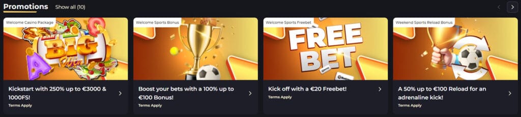 Sports Bonuses at Betizy Casino
